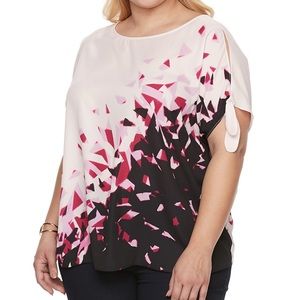 Apt. 9 Plus Size (0X,2X) Cold-Shoulder Short Sleeve Top
